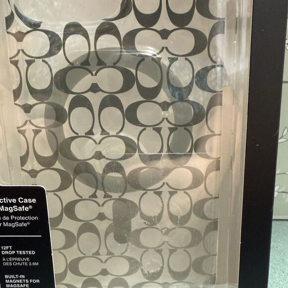 Coach iPhone 16 Pro Max MagSafe Protective Case Signature C  Black Grey Ombré - Picture 2 of 4